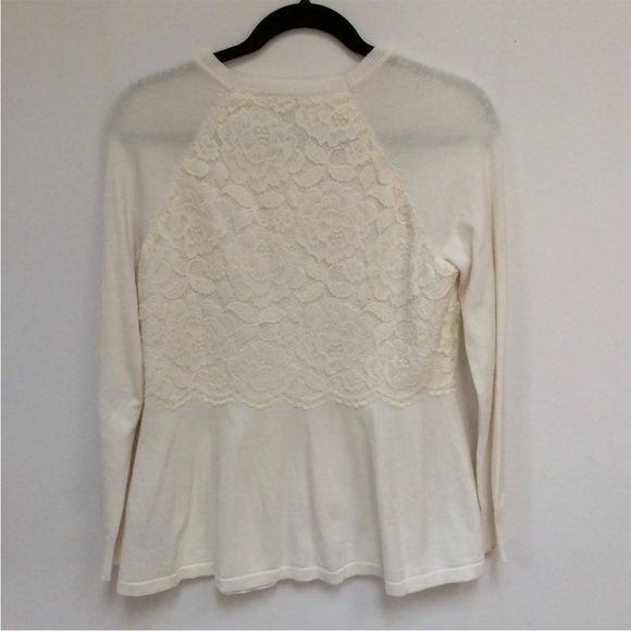 Isaac Mizrahi Live! Ivory Lace Cardigan Peplum Size Small - Picture 5 of 9